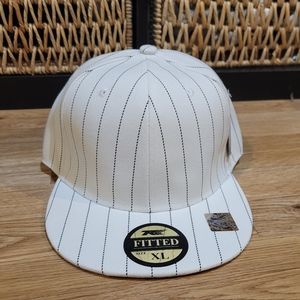 NWT white with black stripes XL fitted cap TK brand